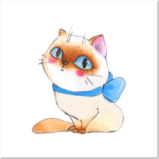 Cartoon Cat Watercolor Posters and Art